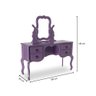 Penteadeira Status Florida Estilo Retrô com Banqueta Estofada Chenilli Em Mdf - Laca Roxo - 4