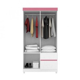 Guarda Roupa Solteiro 4 Portas Lotus 42060 Branco Rosa Flex Demóbile - 2
