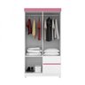 Guarda Roupa Solteiro 4 Portas Lotus 42060 Branco Rosa Flex Demóbile - 2