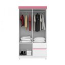 Ver imagem 2 de Guarda Roupa Solteiro 4 Portas Lotus 42060 Branco Rosa Flex Demóbile
