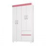Guarda Roupa Solteiro 4 Portas Lotus 42060 Branco Rosa Flex Demóbile - 6