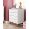Cômoda Infantil 4 Gavetas Retrô com Pés Amadeirado - Branco - 1