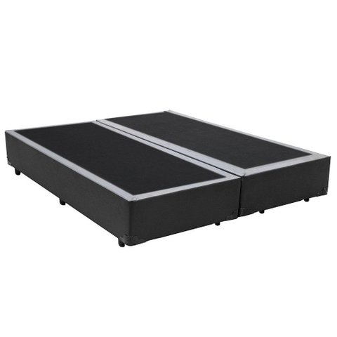 Cama Box Blindado King Bipartido Loja Xerife Sintético Cinza 40x193x203