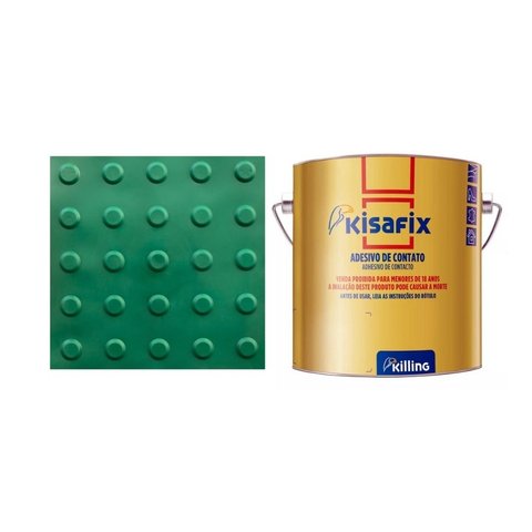 Piso Tátil Alerta Verde Pvc Kit 20pçs + 2 Cola 750g