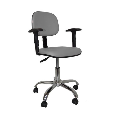 Cadeira Secretaria Bolt CR com Braco Regulavel - Couro Sintetico Corano - Cinza