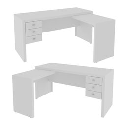 Mesa para Escritório de Canto 3 Gavetas Me4106 Tecno Mobili - Branco - 5 Mesa para Escritório de Canto 3 Gavetas Me4106 Tecno Mobili - Branco - 5