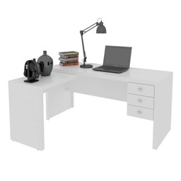 Mesa para Escritório de Canto 3 Gavetas Me4106 Tecno Mobili - Branco - 2 Mesa para Escritório de Canto 3 Gavetas Me4106 Tecno Mobili - Branco - 2