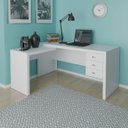 Ver imagem 1 de Mesa para Escritório de Canto 3 Gavetas Me4106 Tecno Mobili - Branco