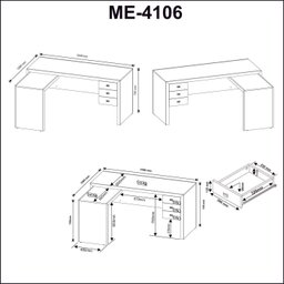 Mesa para Escritório de Canto 3 Gavetas Me4106 Tecno Mobili - Branco - 8 Mesa para Escritório de Canto 3 Gavetas Me4106 Tecno Mobili - Branco - 8