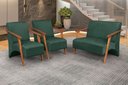 Ver imagem 4 de Conjunto Venus Braços em Madeira Maciça 1 Namoradeira 2 Poltronas Suede Unidecor Verde
