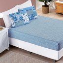 Ver imagem 2 de Jogo de Cama Lençol Dallas Solteiro Microfibra 2 Peças - Azul Sereno Patchwork