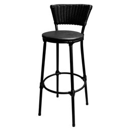 Kit 2 Banquetas Cuba Preto Aço Junco Sintético Assento Preto - 2