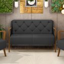 Ver imagem 2 de Poltrona Namoradeira 2 Lugares 135cm Capitonê Lapa M22 PU Preto - Mpozenato