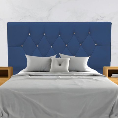 Cabeceira Cama Box Estofada Solteiro 90 Cm Suede Melissa Cor:azul Marinho