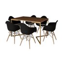 Ver imagem 6 de Mesa Jantar Industrial Amêndoa 137x90cm Base V Dourada com 6 Poltronas Daw Madeira Pret Marrom