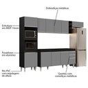Ver imagem 6 de Armário de Cozinha Modulada 5 Peças Cp16 Balcão Preto-cinza - Lumil