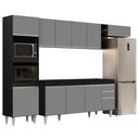 Ver imagem 3 de Armário de Cozinha Modulada 5 Peças Cp16 Balcão Preto-cinza - Lumil