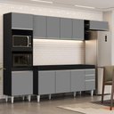 Ver imagem 7 de Armário de Cozinha Modulada 5 Peças Cp16 Balcão Preto-cinza - Lumil