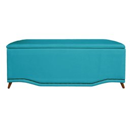 Calçadeira Recamier Baú Casal King 195cm Greta Suede Azul Turquesa - DS Estofados - 1