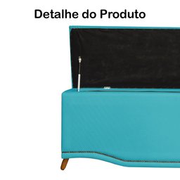 Calçadeira Recamier Baú Casal King 195cm Greta Suede Azul Turquesa - DS Estofados - 3