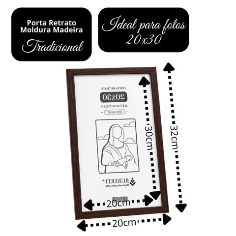 Porta Diploma A4 20x30 Madeira Marrom Fosco com Acetato Parede ou Mesa Vertical Horizontal - Mundial