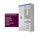 Ver imagem 4 de Guarda Roupa Solteiro 4 portas com espelho 4 gavetas Branco / Rosa / Azul / Lilas Flex Sobral