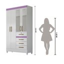 Ver imagem 7 de Guarda Roupa Solteiro 4 portas com espelho 4 gavetas Branco / Rosa / Azul / Lilas Flex Sobral