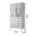 Ver imagem 6 de Guarda Roupa Solteiro 4 portas com espelho 4 gavetas Branco / Rosa / Azul / Lilas Flex Sobral