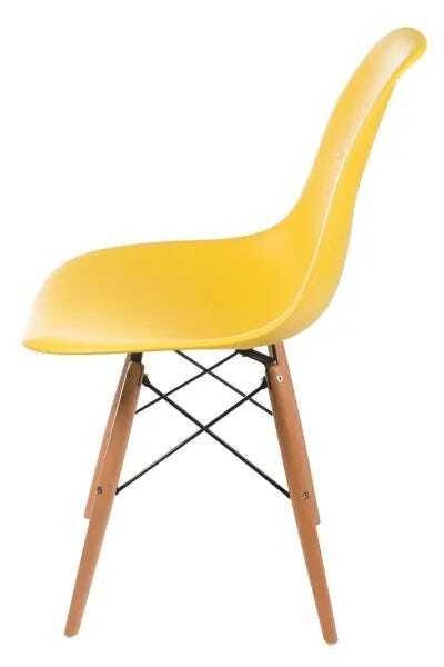 Cadeira Charles Eames Eiffel Base Madeira Cor Amarelo Moderna Sala Cozinha Escritório Pp-638-01 - 2