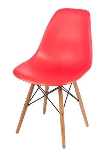 Cadeira Charles Eames Eiffel Base Madeira Vermelho