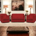 Ver imagem 2 de Kit Namoradeira Decorativa + 2 Poltronas para Sala Manicure Recepção Consultório Mila Suede