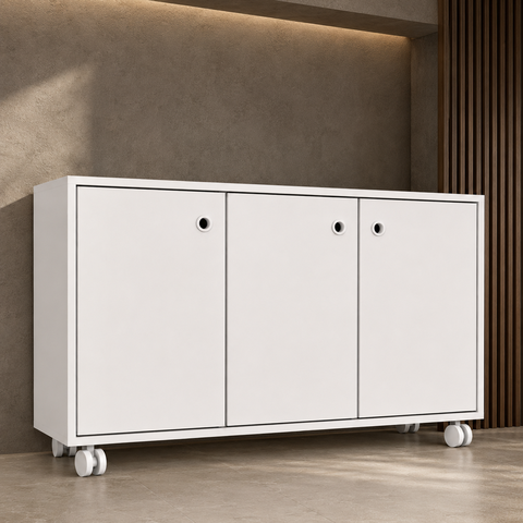 Buffet Aparador 3 Portas BHO25 BP Fosco Branco - BRV Móveis