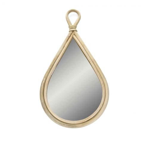 Espelho Decorativo Gota em Rattan Madeira Oval 75x40 cm - D’Rossi