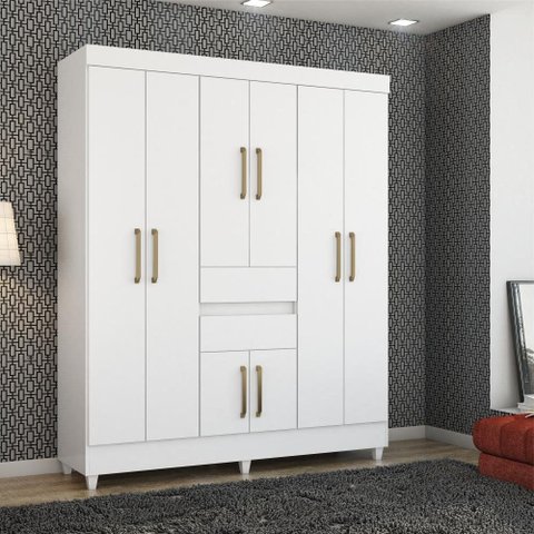 Guarda Roupa Lago Serena Casal 8 Portas Branco