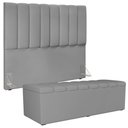 Ver imagem 5 de Kit Cabeceira Cama Box Casal 140cm com Calçadeira Recamier Baú Dália W01 Facto Cinza - Lyam