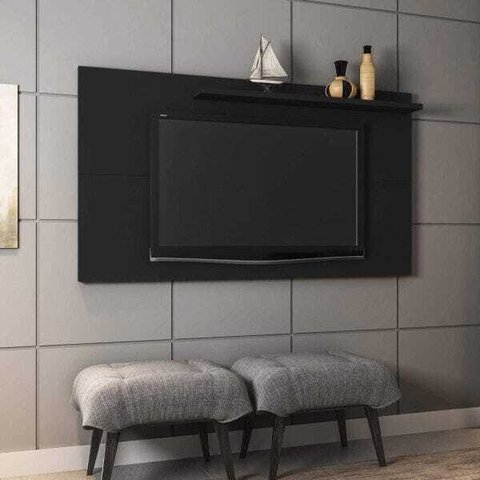 Painel Para TV Simples Ate 50 polegadas Chanel 1 Prateleira Preto Fosco