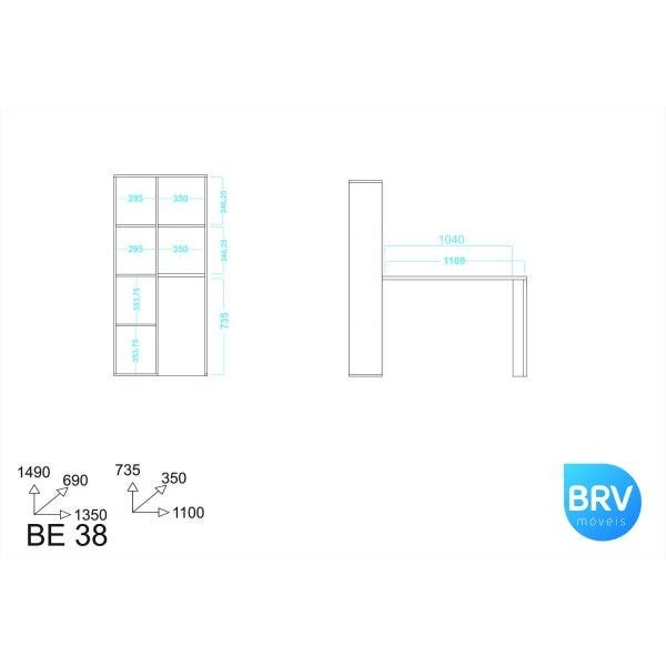 Escrivaninha com Estante Be 38 23 Cube BRV Móveis - 5