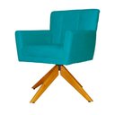 Ver imagem 3 de Poltrona Decorativa Onix Pés Giratório de Madeira Suede Azul Turquesa - DS Estofados
