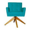 Ver imagem 1 de Poltrona Decorativa Onix Pés Giratório de Madeira Suede Azul Turquesa - DS Estofados