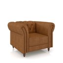 Ver imagem 7 de Poltrona Decorativa Stanford Chesterfield Pés de Madeira Couro Mel Manchado G58 Gran Belo