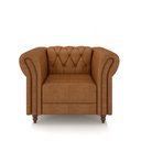 Ver imagem 3 de Poltrona Decorativa Stanford Chesterfield Pés de Madeira Couro Mel Manchado G58 Gran Belo