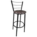 Ver imagem 1 de Banqueta Alta Preta com Encosto para Cozinha Assento Floral Marrom