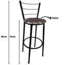 Ver imagem 2 de Banqueta Alta Preta com Encosto para Cozinha Assento Floral Marrom