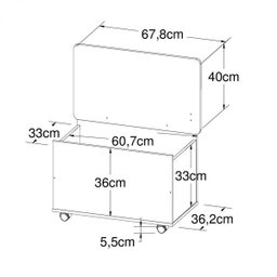 Baú Infantil Brinquedos 67,8cm com Rodízios Ba1080 Meu Fofinho - Branco - 3