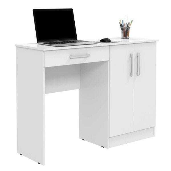 Escrivaninha Mesa de Computador Sapateira Multiuso com Portas Quarto Escritório Space Branco - 4