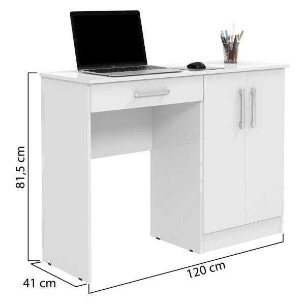 Escrivaninha Mesa de Computador Sapateira Multiuso com Portas Quarto Escritório Space Branco - 3