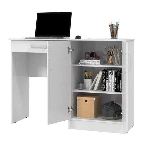 Escrivaninha Mesa de Computador Sapateira Multiuso com Portas Quarto Escritório Space Branco - 2