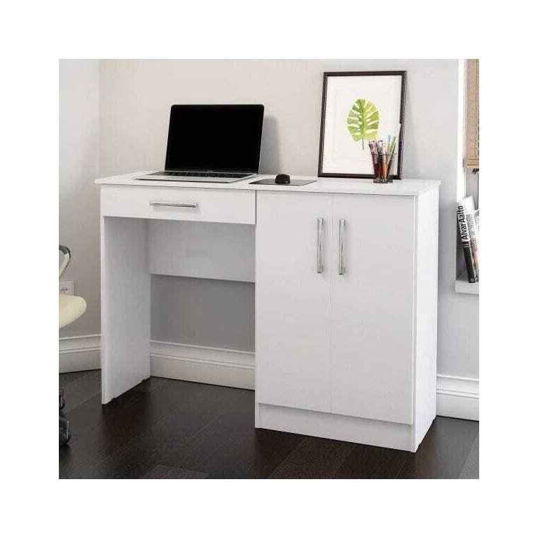 Escrivaninha Mesa de Computador Sapateira Multiuso com Portas Quarto Escritório Space Branco