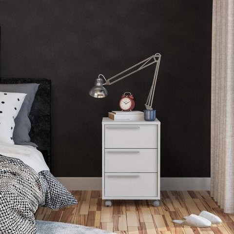 Gaveteiro com Rodízios Maia 3 Gavetas Branco - Politorno