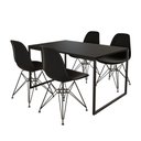 Ver imagem 6 de Mesa Industrial Base Ferro Preto 137x90 Tampo Preto 4 Cadeiras Eiffel Ferro Preto Assento Preto
